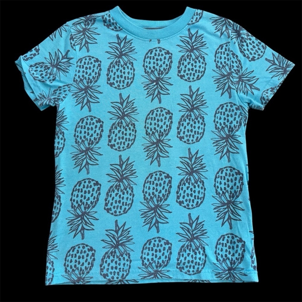 Cat & Jack Blue Short-Sleeve Zboy’s Pineapple Tee Size 6/7 Summer Vacation Beach
